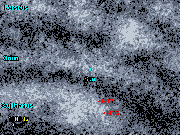 The location of the Eagle and Omega Nebulae